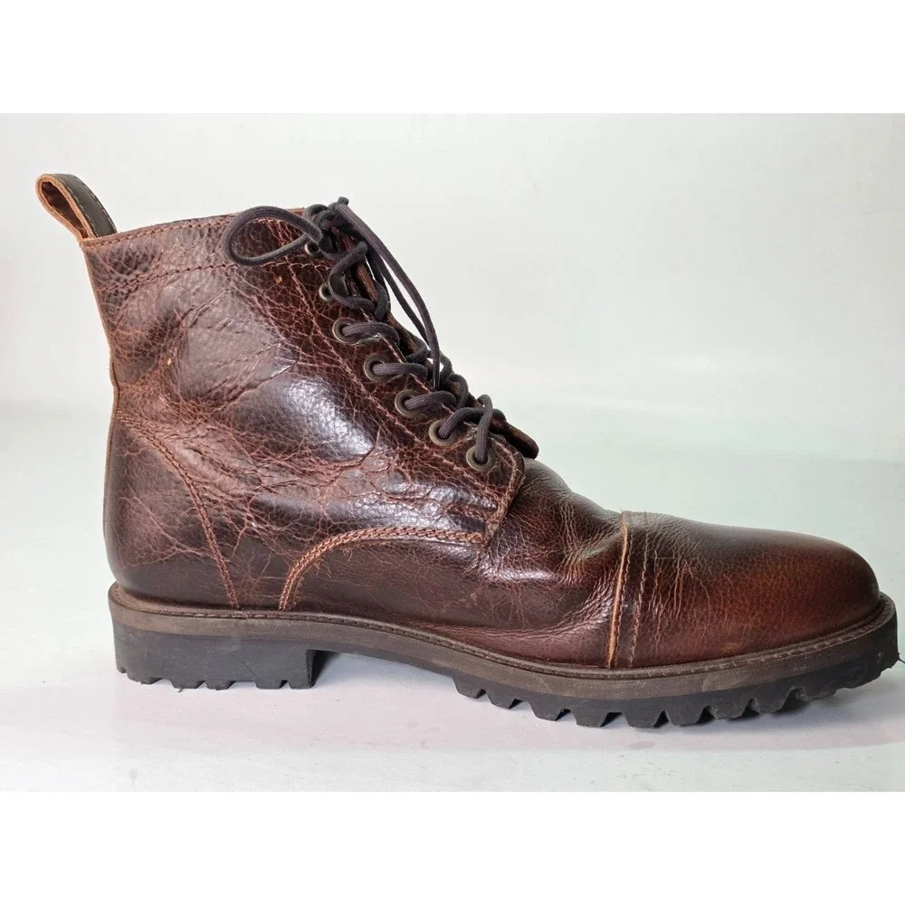 Patina Portland Men's Boots Size 12.5 EU 46 Brown Leather Lace Up High Top Shoes